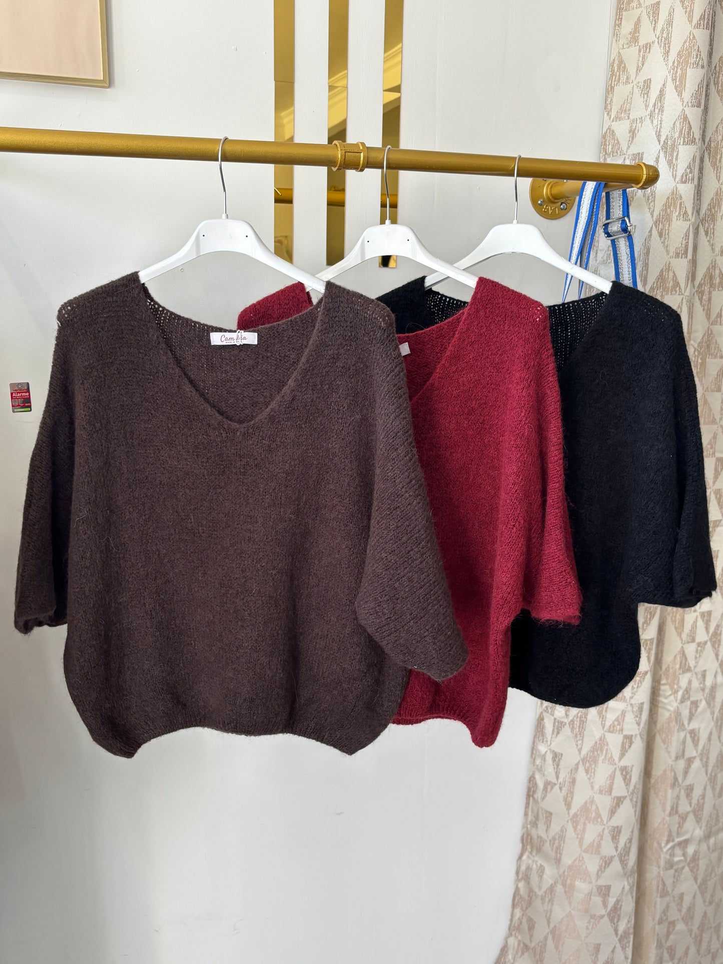 Pull col V manches chauve-souris – mélange alpaga