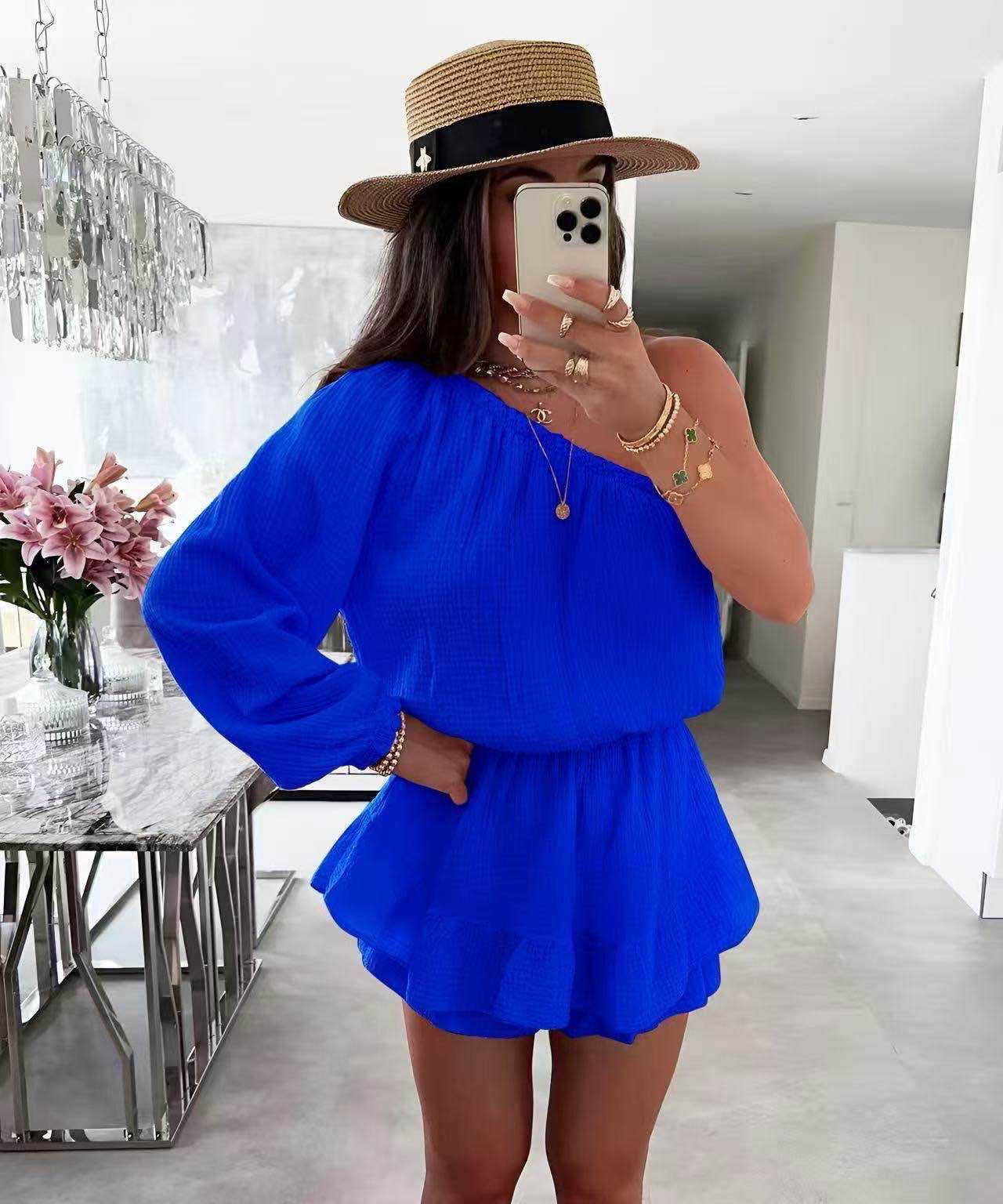 Combi-short bohème en gaze de coton
