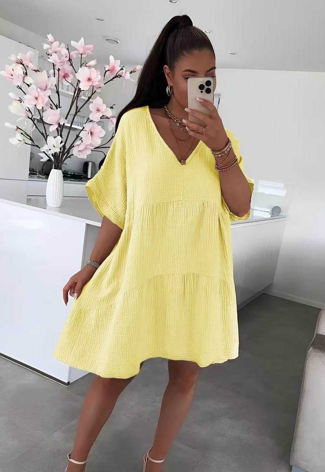 Robe uni gaz de coton