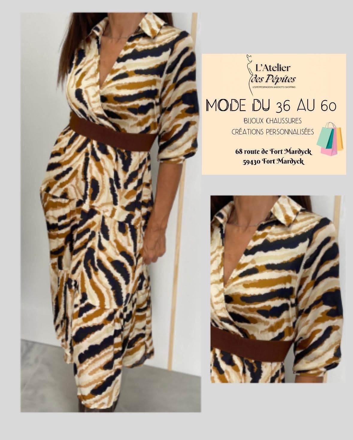 Robe chemise femme imprimée – Style chic & coloré – Tailles S à XL