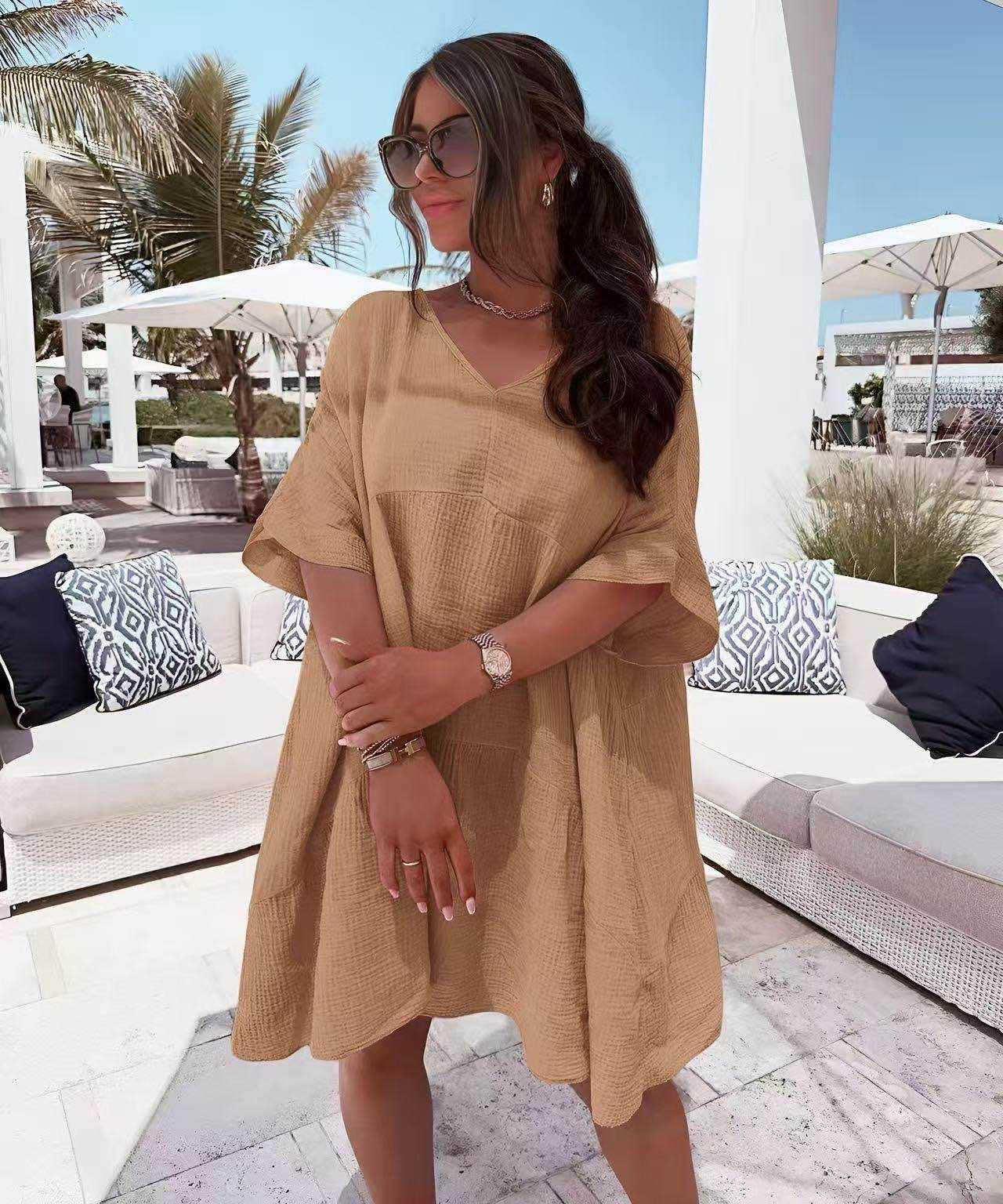 Robe uni gaz de coton