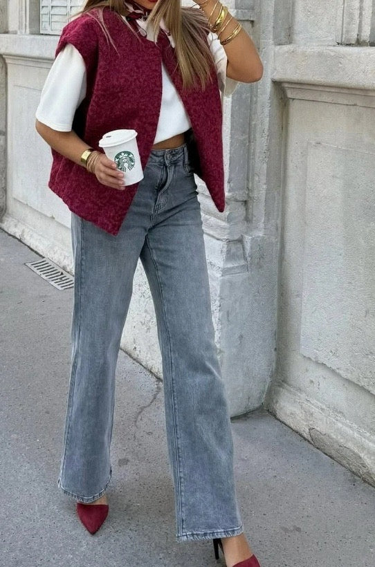 Gilet sans manches femme en laine bouillie – Plusieurs coloris – Taille unique 36/44