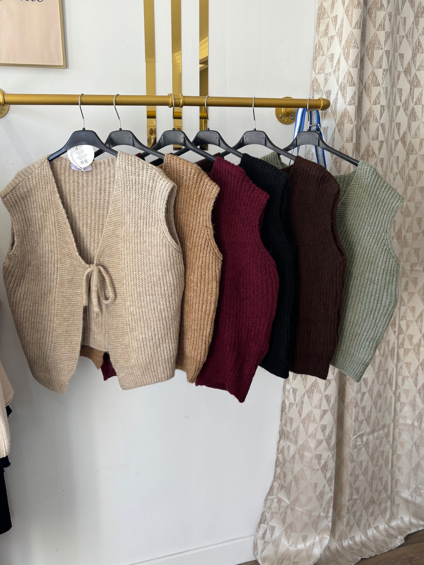 Gilet sans manches en maille – lien à nouer