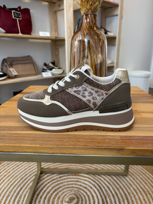 Basket léopard Taupe