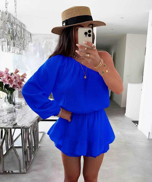 Combi-short bohème en gaze de coton