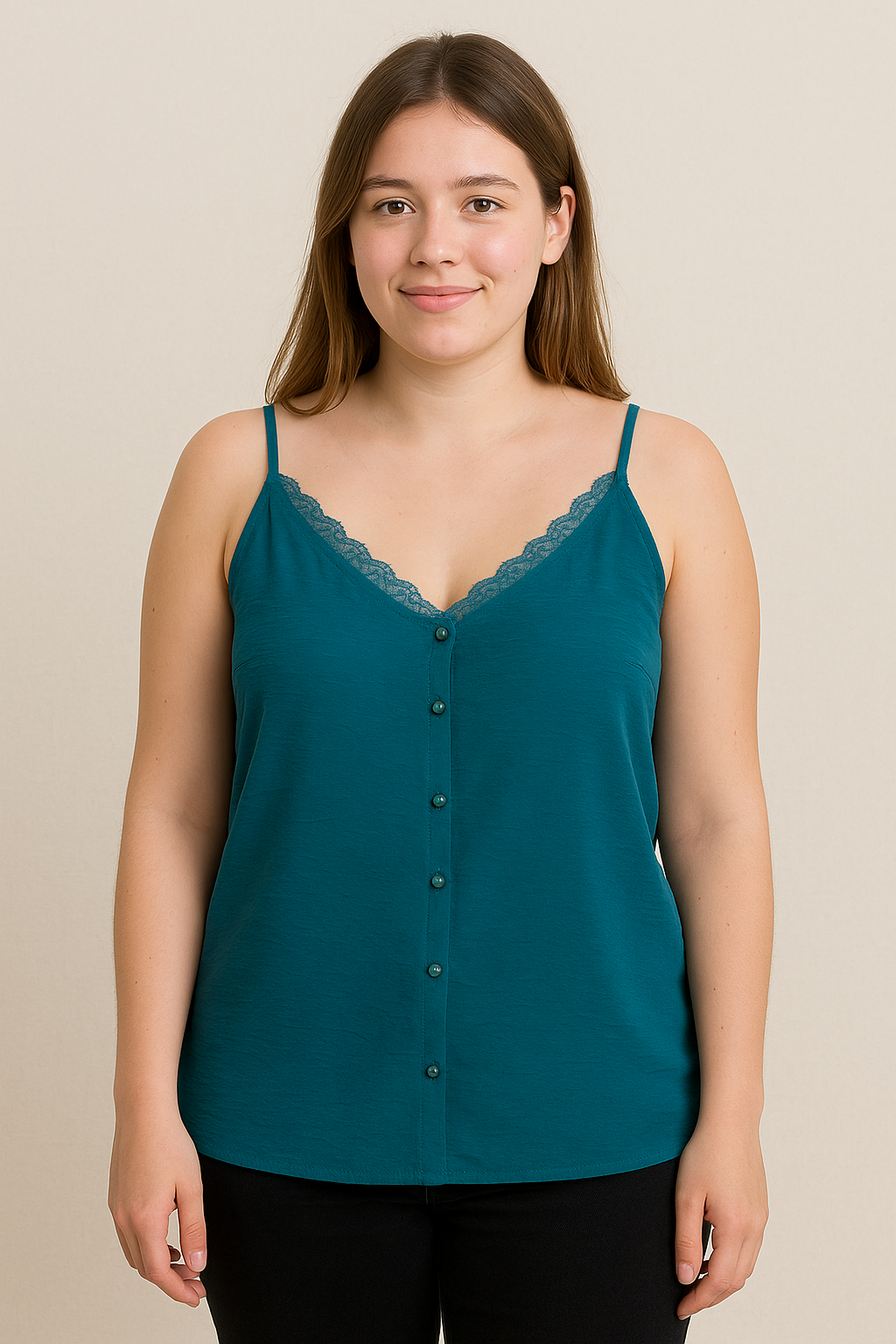 Débardeur Boutonné Dentelle - Petite taille
