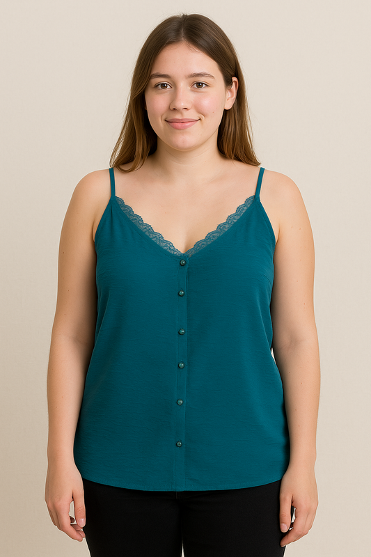 Débardeur Boutonné Dentelle - Petite taille