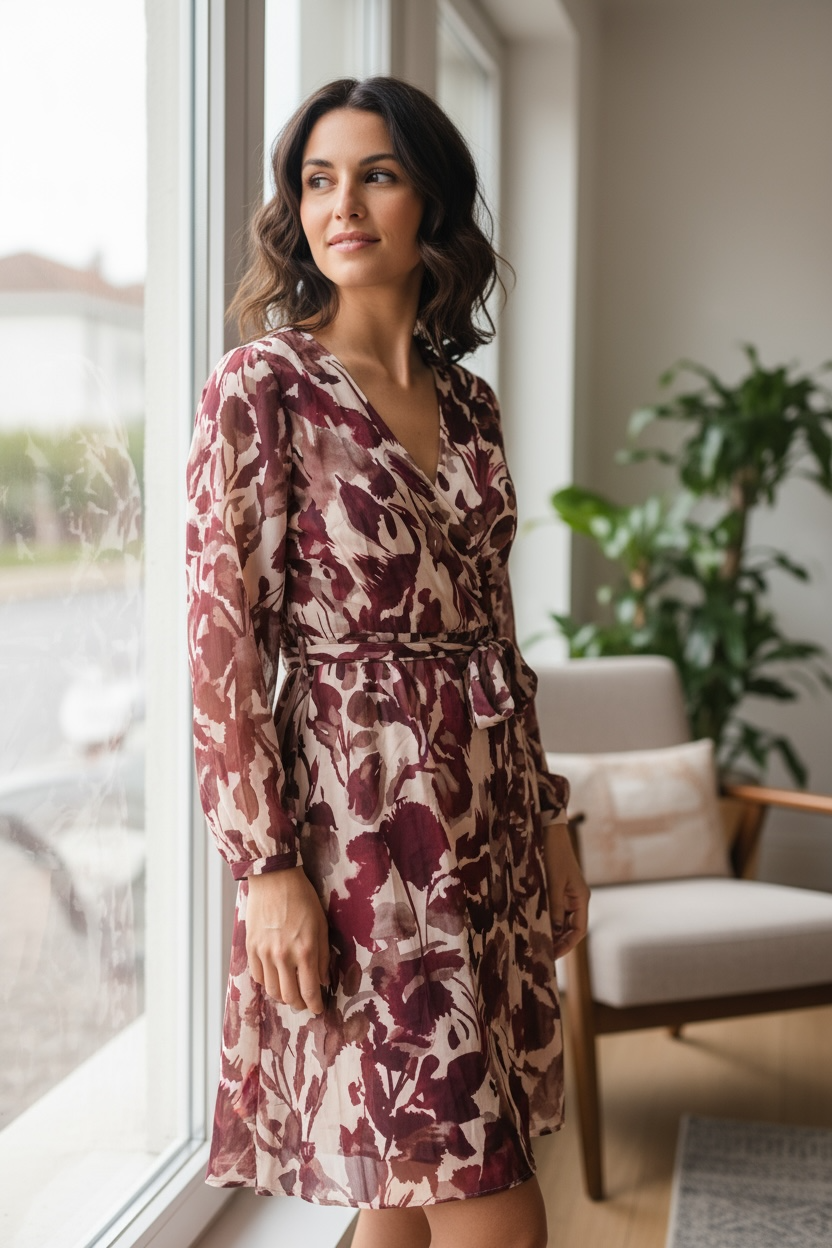 Robe courte portefeuille imprimée – du 36 au 42