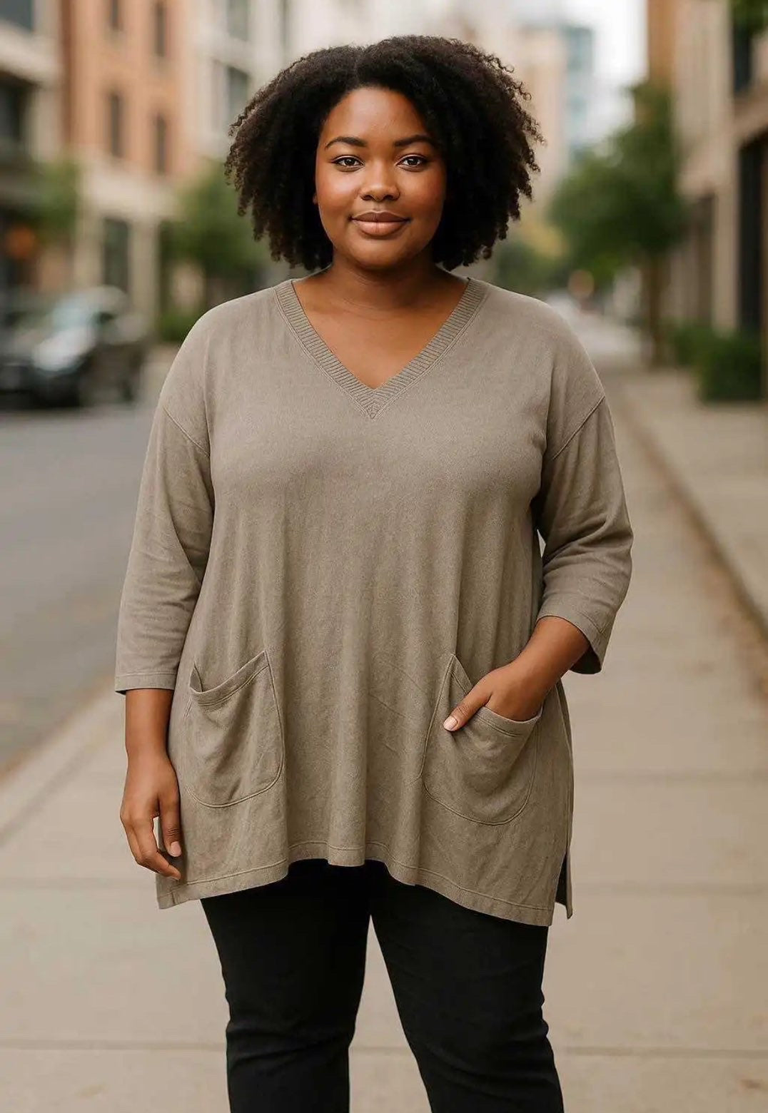 Tunique grande taille col V