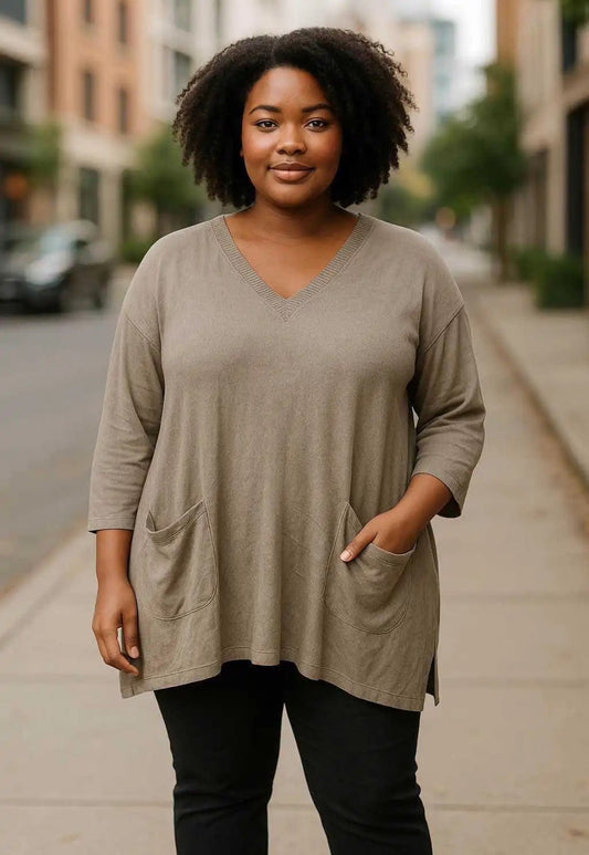 Tunique grande taille col V